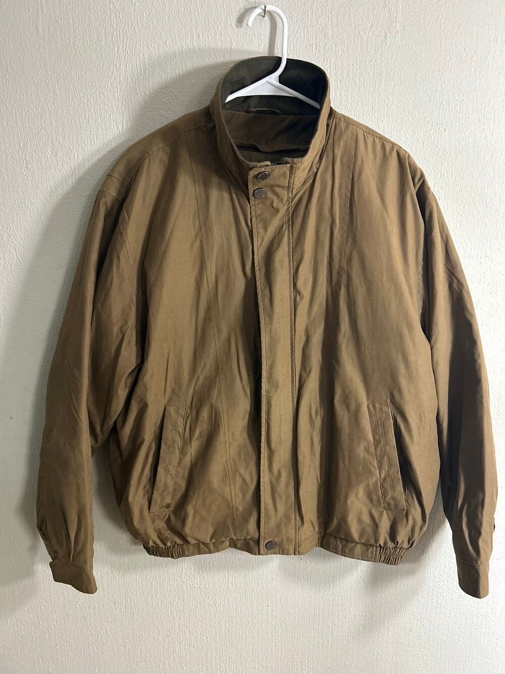 London Fog Harrington Jacket Men Size L Tan Vintage Weatherwear Classic Casual